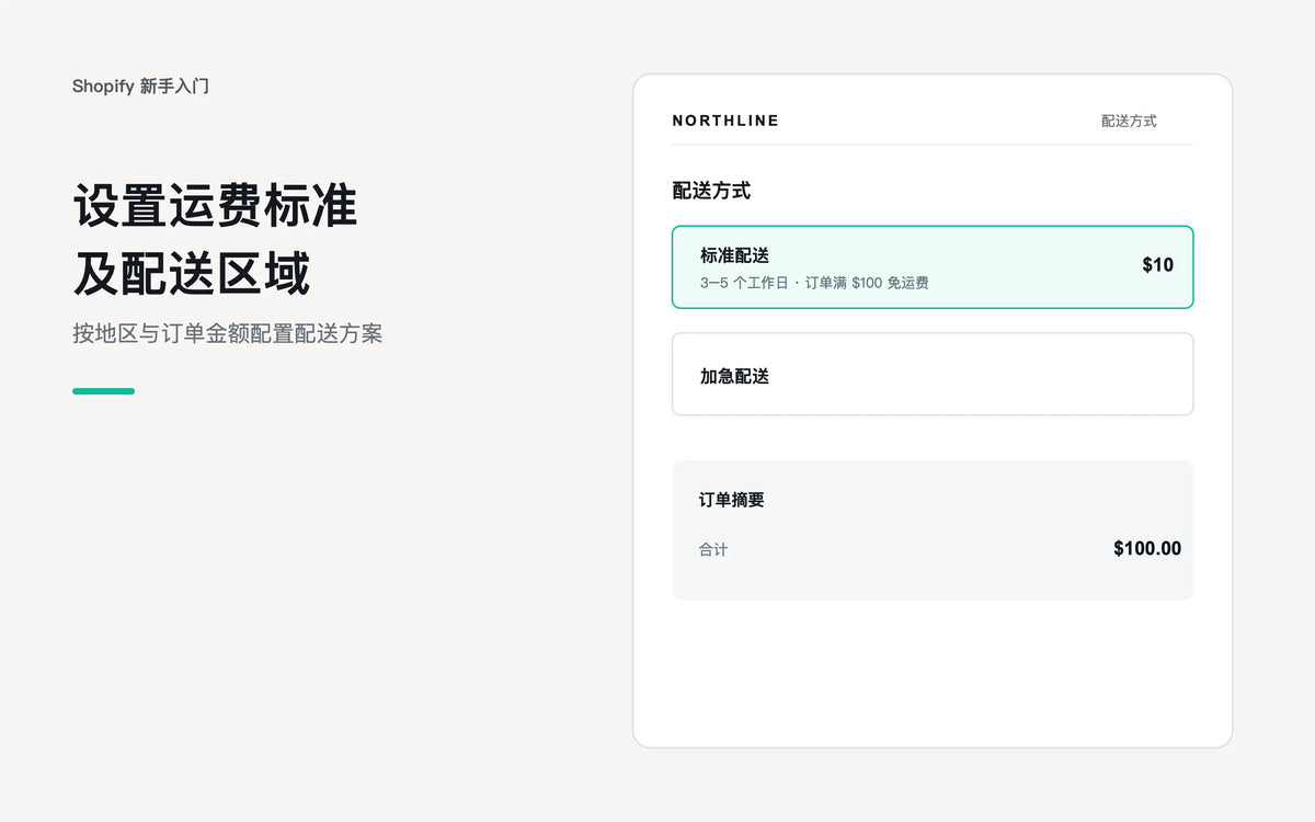 设置运费标准及配送区域 - Shopify 新手入门